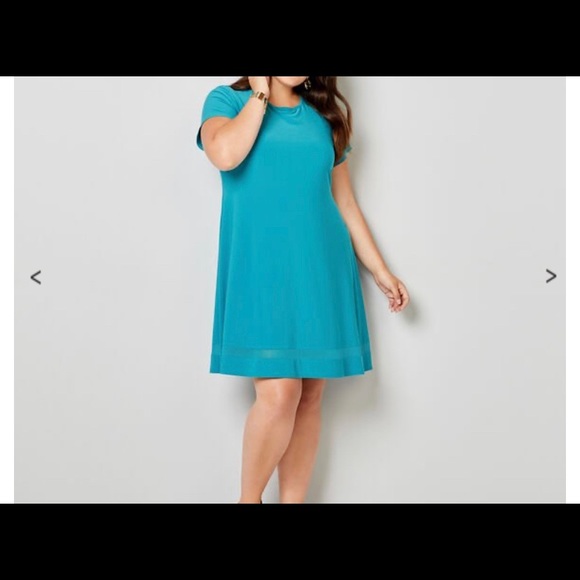 CAP SLEEVE A-LINE DRESS WITH MESH INSERT - Picture 1 of 3